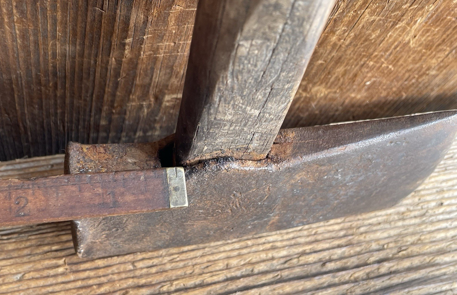 Revolutionary War 18th Century ~ Forged Iron Belt Hatchet Axe ~ Orig Handle