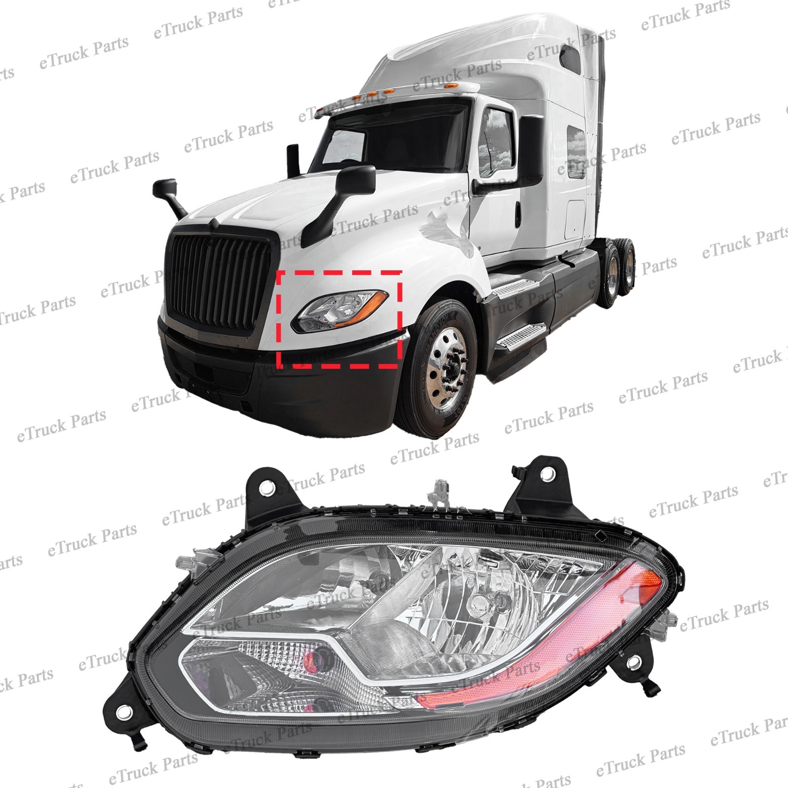 2018–2026 International LT625 Driver Side Halogen Headlight | 4049960C97