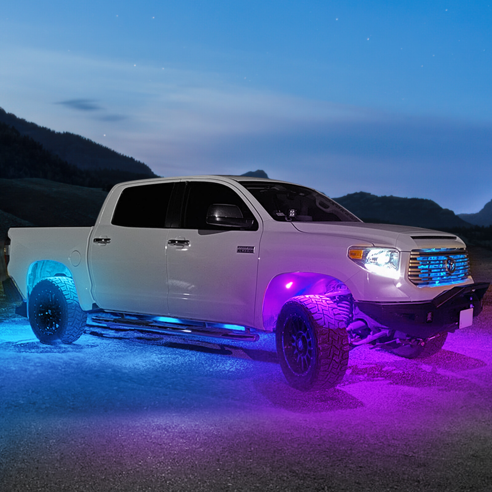 MICTUNING 8 Pods RGB+IC Chasing LED Rock Lights - Underglow Neon Light Kit Truck