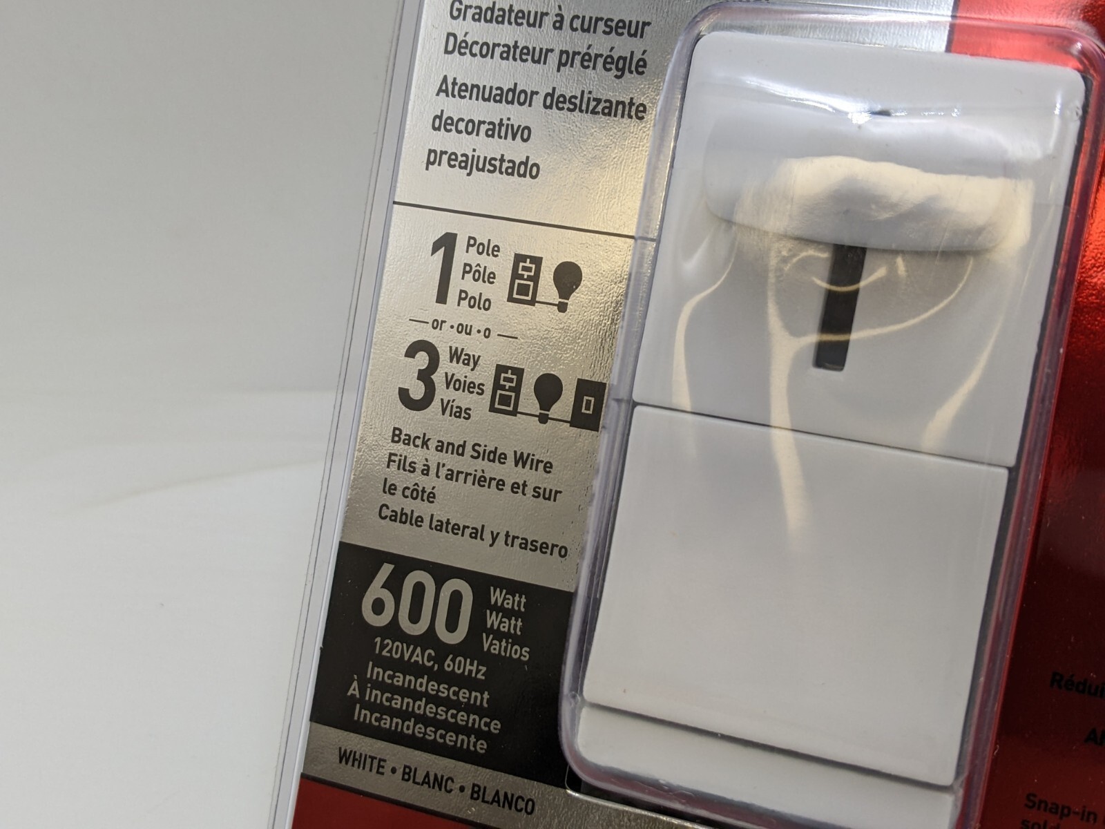 Pass Seymour Legrand LS603PWV Decorator Preset Slide Dimmer 1P 3 Way 600W 120V