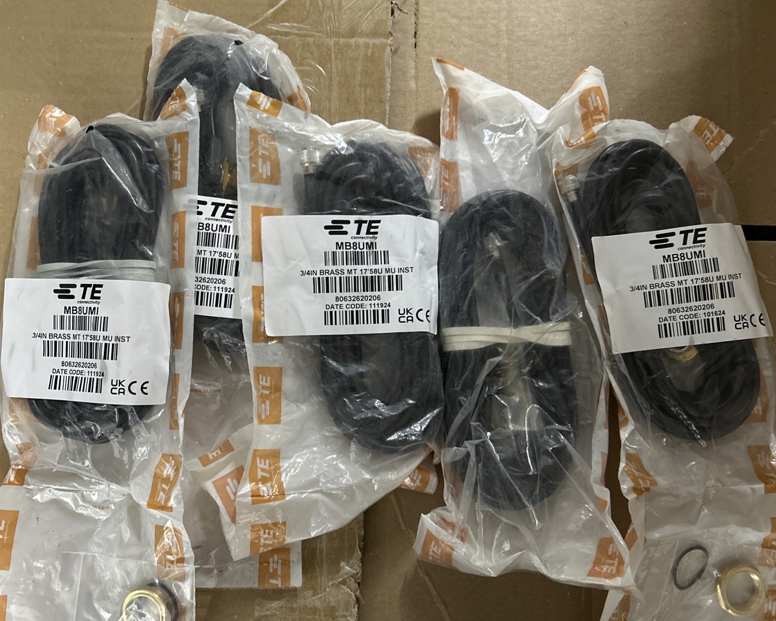 Lot of 5 Laird Antenna Cable MB8UMI Brass Mount