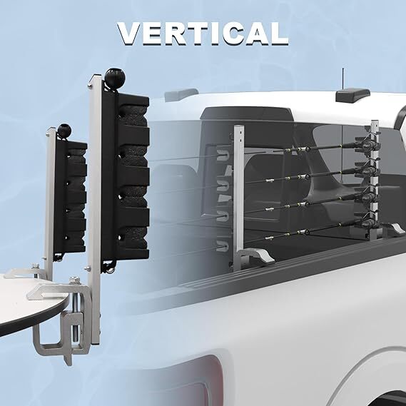 ELITEWILL Aluminum Clamp on Fly Fishing Rod Holders for Truck Bed, Holds Fishing