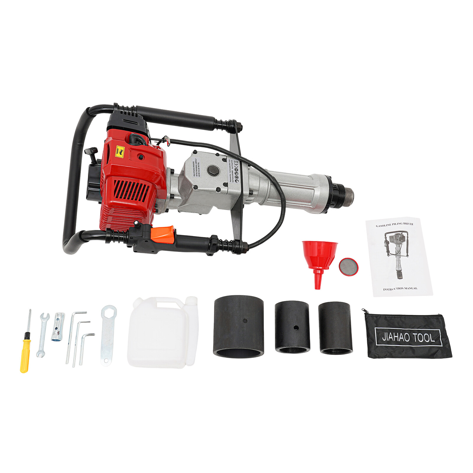 52CC 2.3HP Gas Powered T Post Driver Fence Pile Driver Pounder Toolkit w/3 Heads