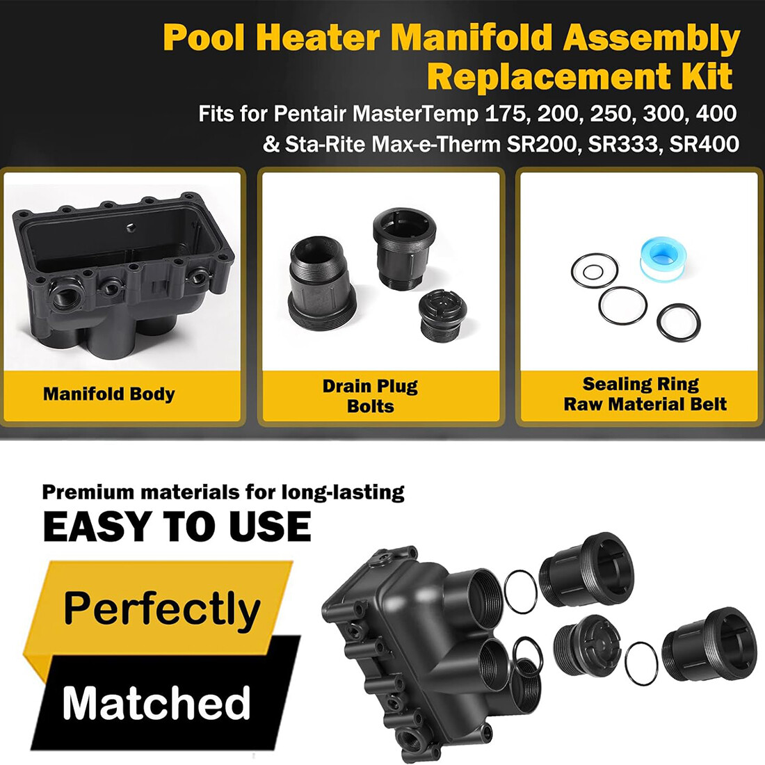 77707-0206 Pool Heater Manifold Body for Pentair MasterTemp,Sta-Rite Max-e-Therm