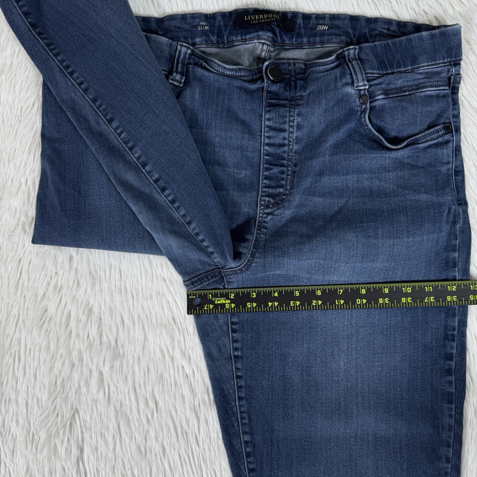 Liverpool Blue Dark Wash High Waisted The Slim Straight Denim Jeans Women's 20W