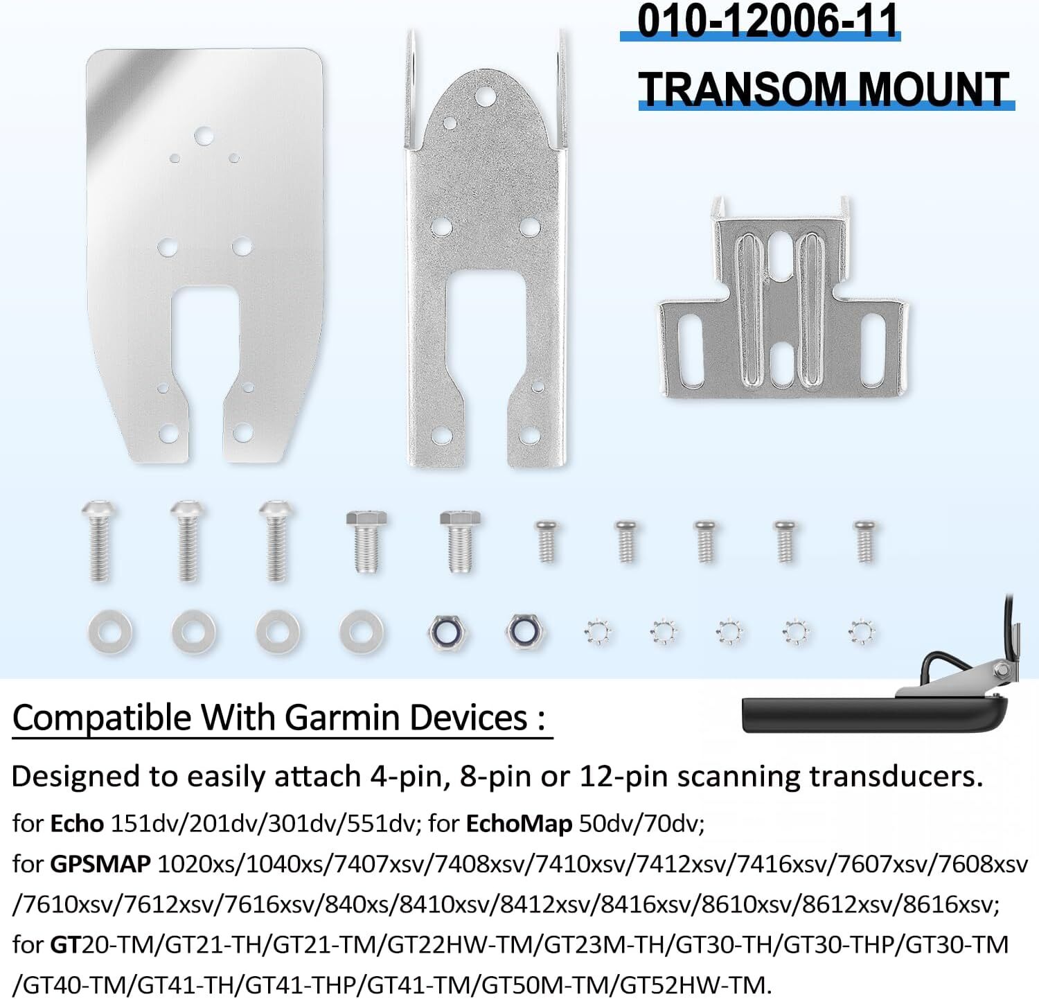 for Garmin Heavy-Duty Transducer Transom Mount Bracket Spray Sheild 010-12006-11