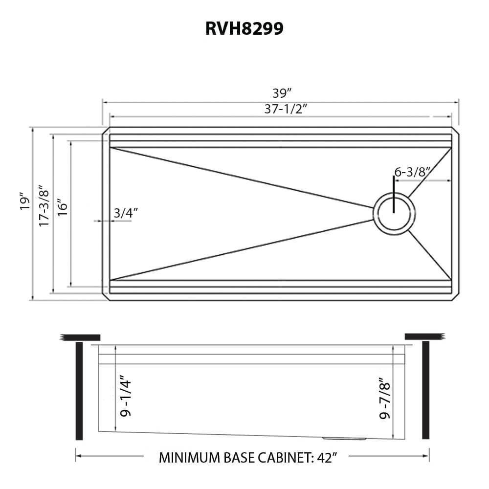 Ruvati 39" Workstation Dual Tier Undermount 16 Gauge Sink - RVH8299