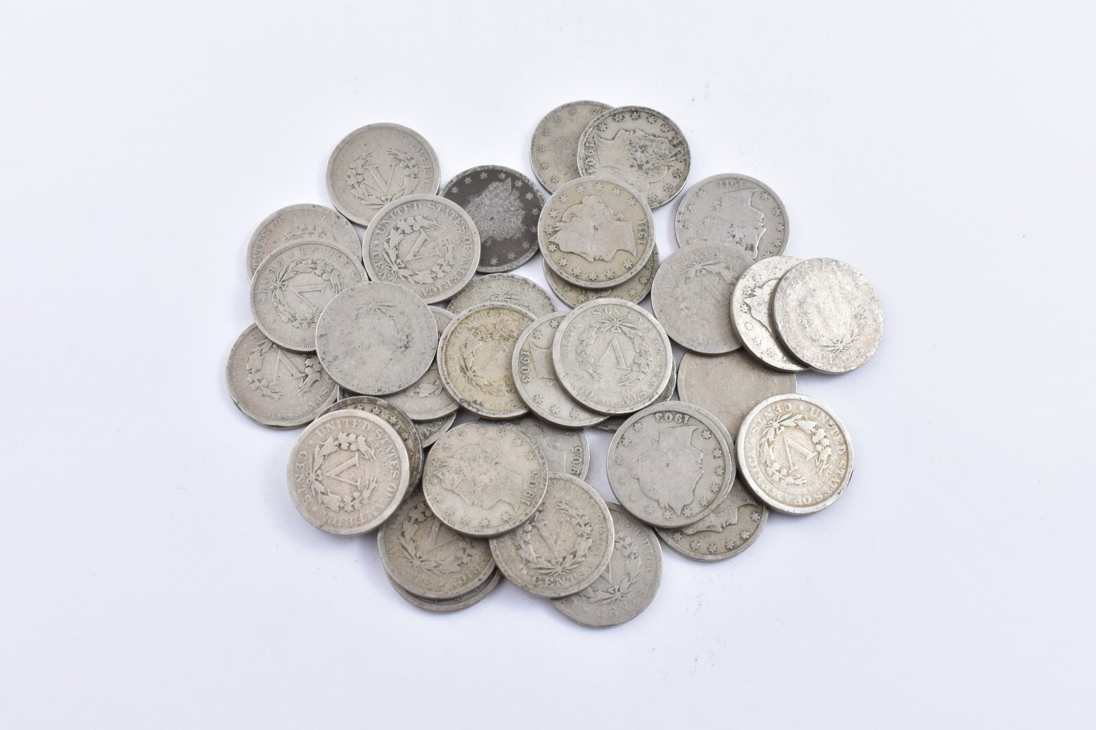 (40) Liberty V Nickel Victory Roll Us Coin Collection Lot - Random Circulated