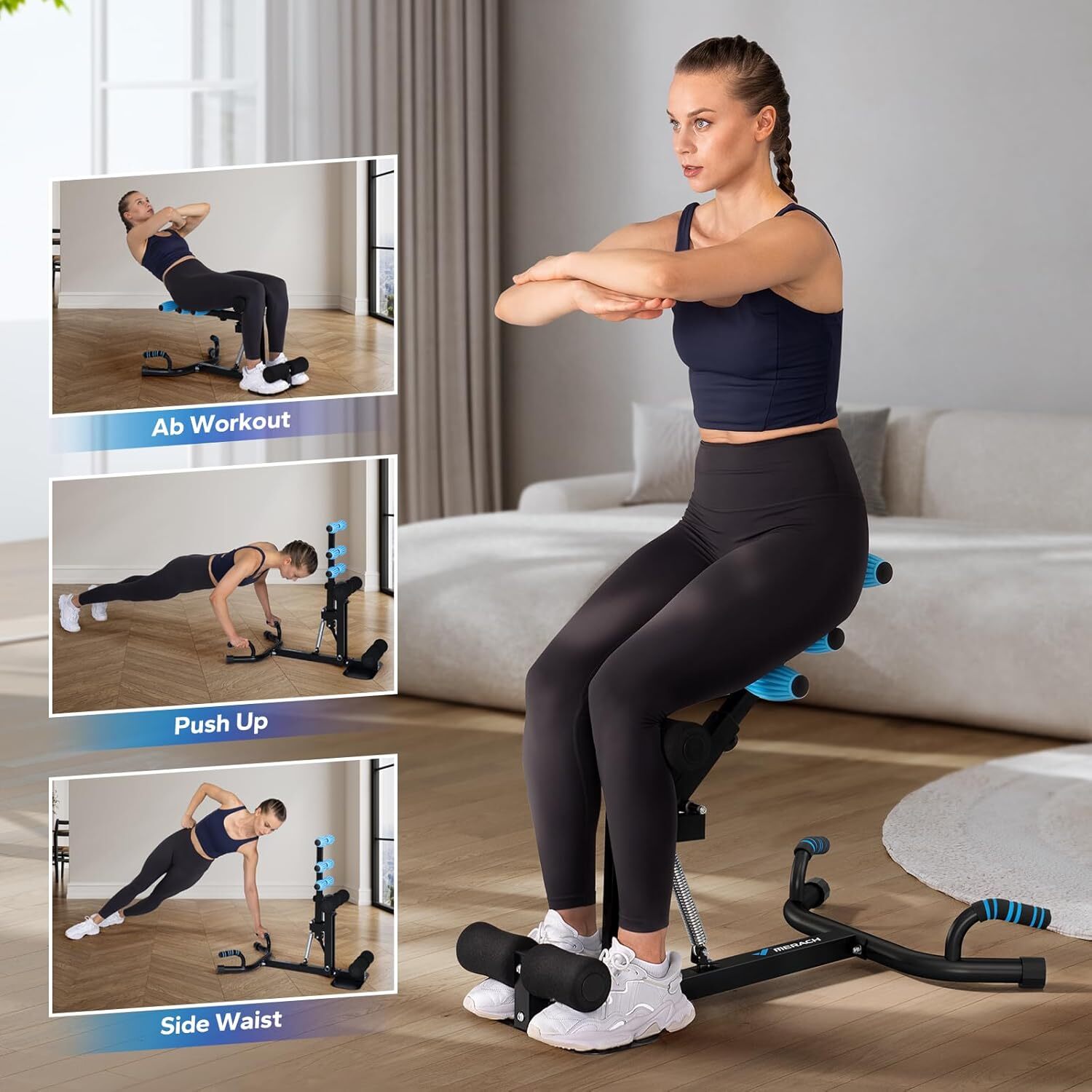 MERACH Deep Squat Adjustable Machine Glute Trainer Core Leg Workout for Home Gym