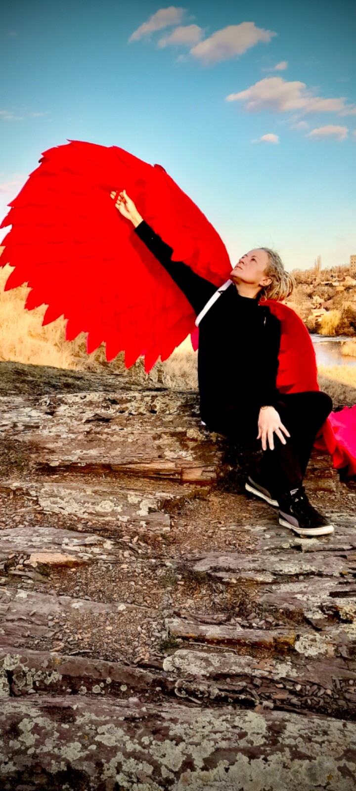 Red Angel Wings Costume Moveable Wings Red Adult Wings Cosplay Halloween Costume