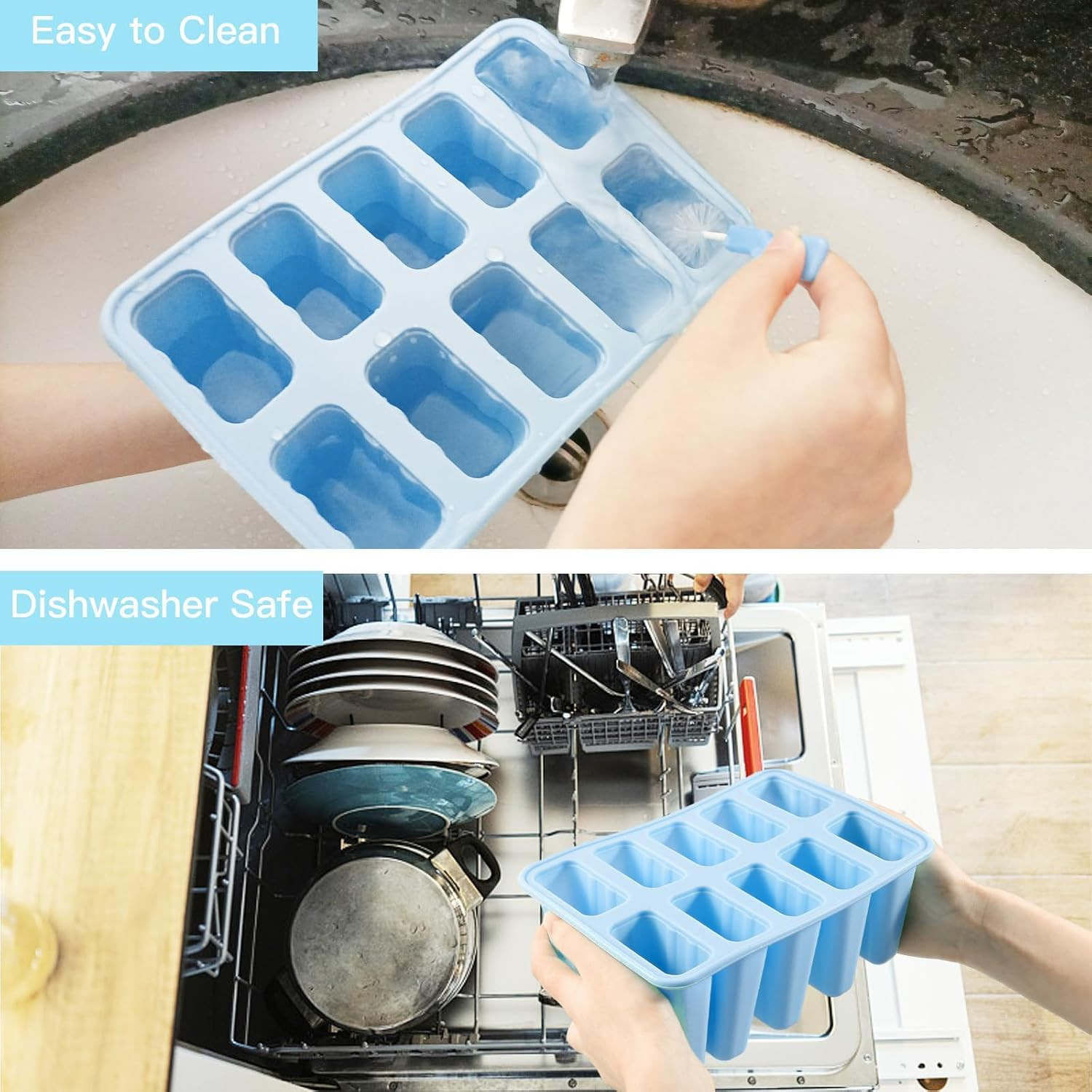 10-Cavity Silicone Popsicle Molds DIY Ice Pop Maker Ice Crea Molds