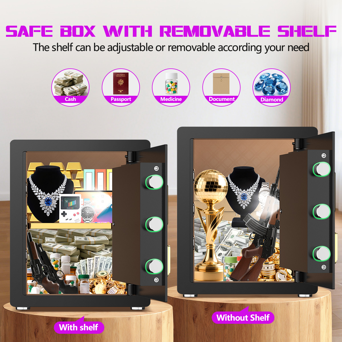 3.0 Cuft Safe Box with Digital Panel Home Security Money Jewelry Hotel Office