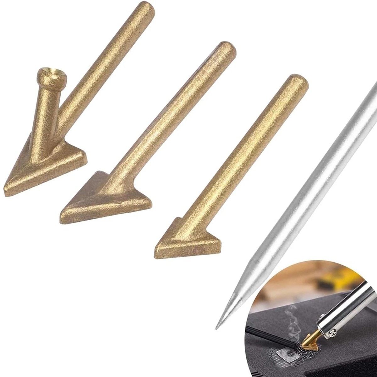 4x Auto Plastic PP Welding Tips Soldering Iron Smooth Triangular Head Welder Kit