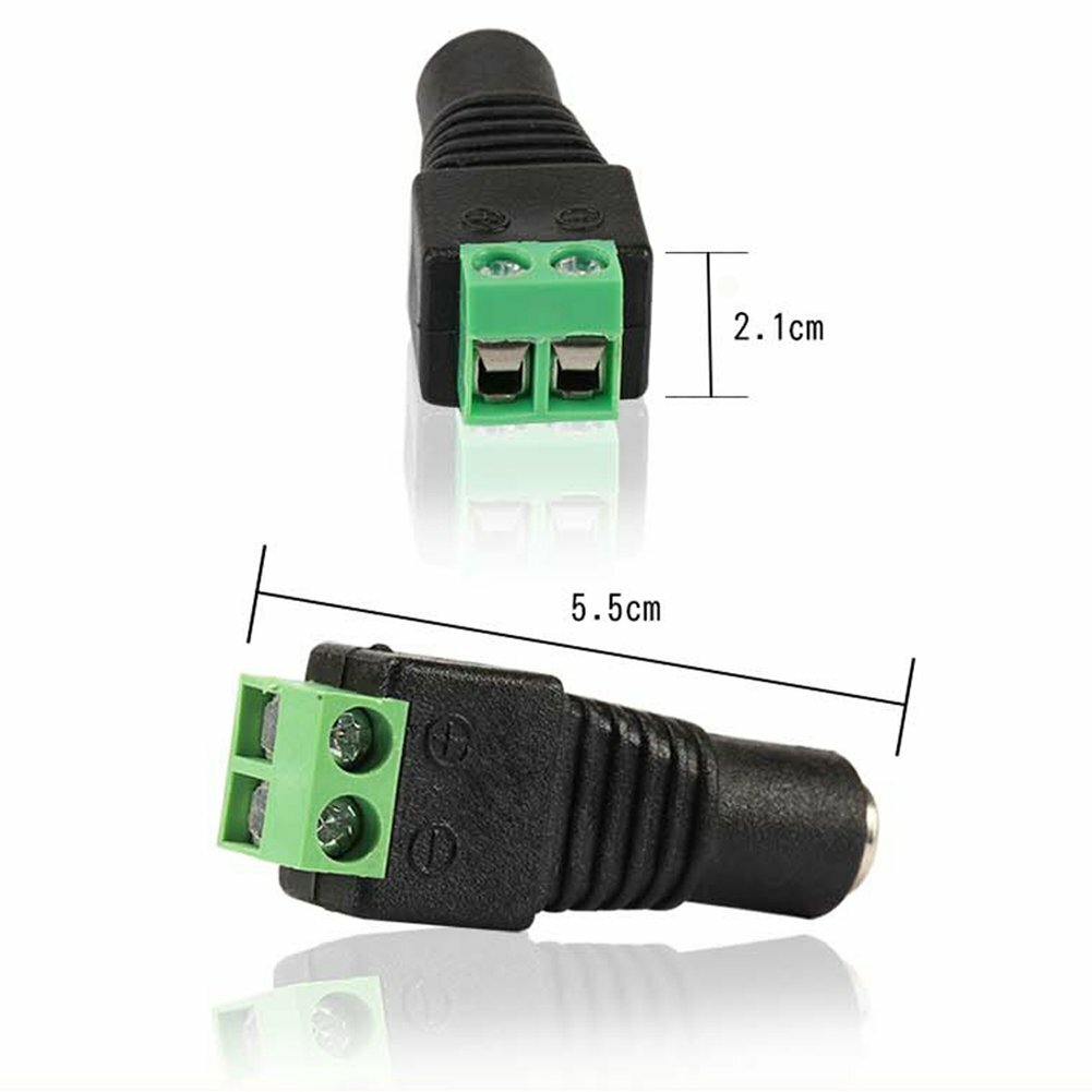 Wire Port Male + Female DC Power Jack Connector Plug 2.1 x 5.5mm Audio CCTV LED