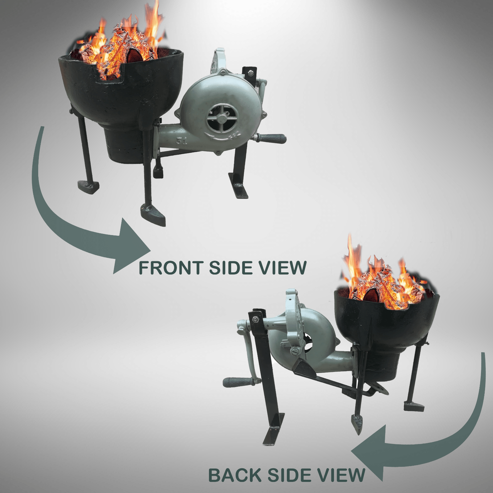 Blacksmith's Large Forge Furnace with Hand Blower Pedal Type Handle Fan Vintage