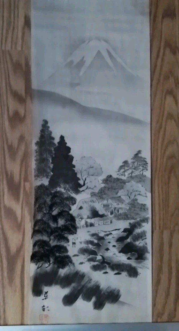 Vintage Japanese Kakejiku Inkwash Paintings 3 Scrolls
