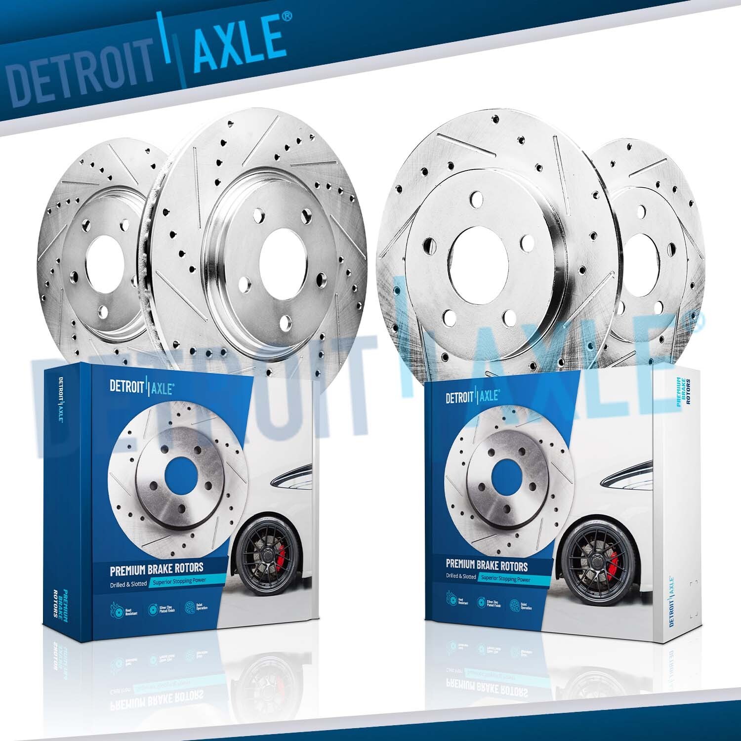 All (4) Front & Rear DRILLED & SLOTTED Brake Rotors for Commander Grand Cherokee
