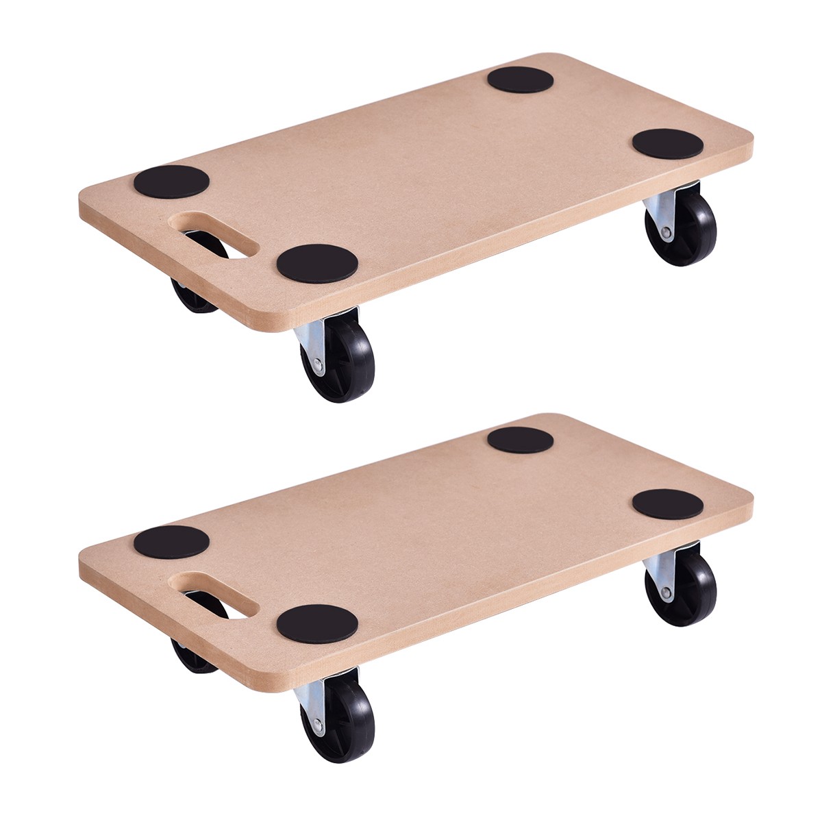 2 Pieces 440lbs Platform Dolly Rectangle Wood Utility Cart Moving Transporter