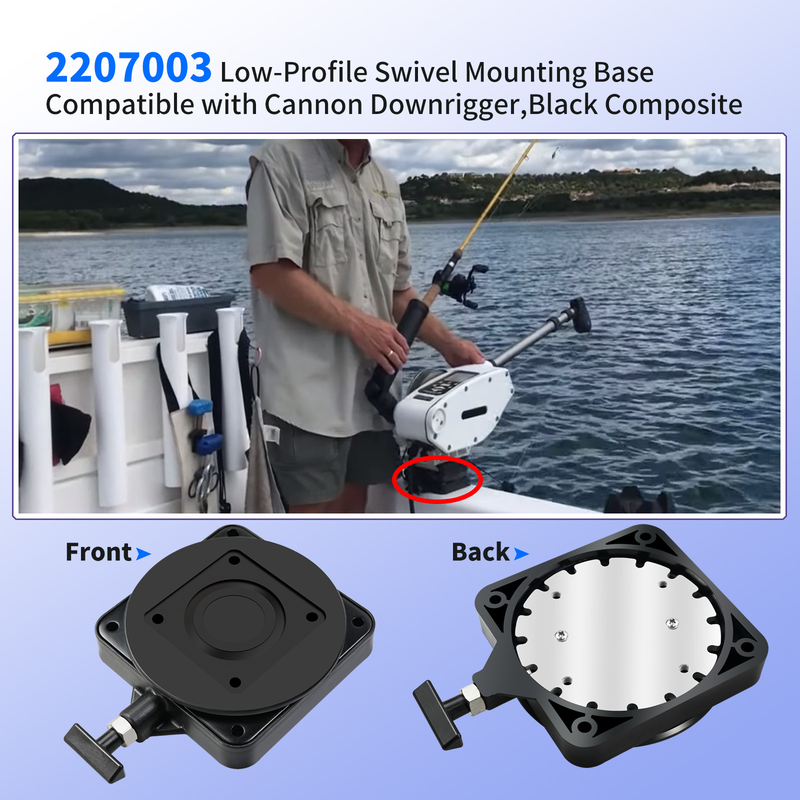 2 pack 2207003 For Cannon Low Profile Swivel Base 3991913 Downrigger mount