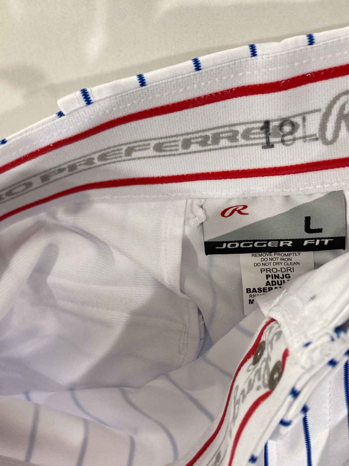 Rawlings 150 Jogger Fit Baseball Pants Pinstripe Stripe Adult Mens L New NWT $60