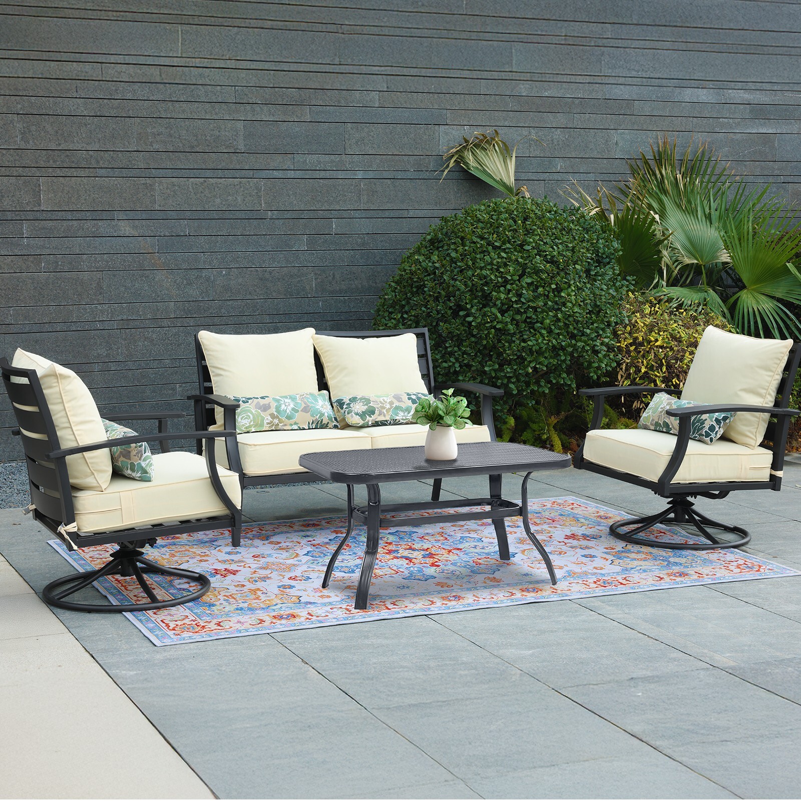 22''x24''x5'' Patio Deep Chair Cushion Set with 2 Pillows Seat Cushions Set of 2