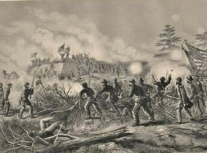 Capture of the Works at Petersburg  vintage print  1865  Thomas Nast