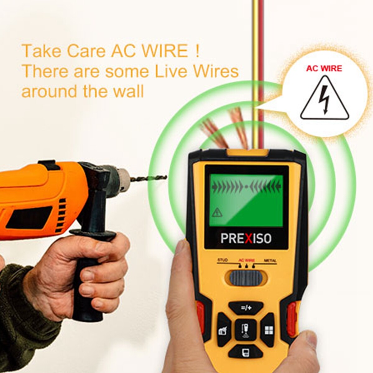PREXISO 5-in-1 Stud Finder with Laser Level Marking Ultrasound Distance Measures