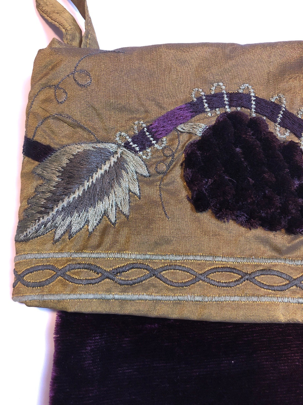 2 Christmas Stockings Wine Lover Wine Velvet Olive Green W Grapes Cannon Falls