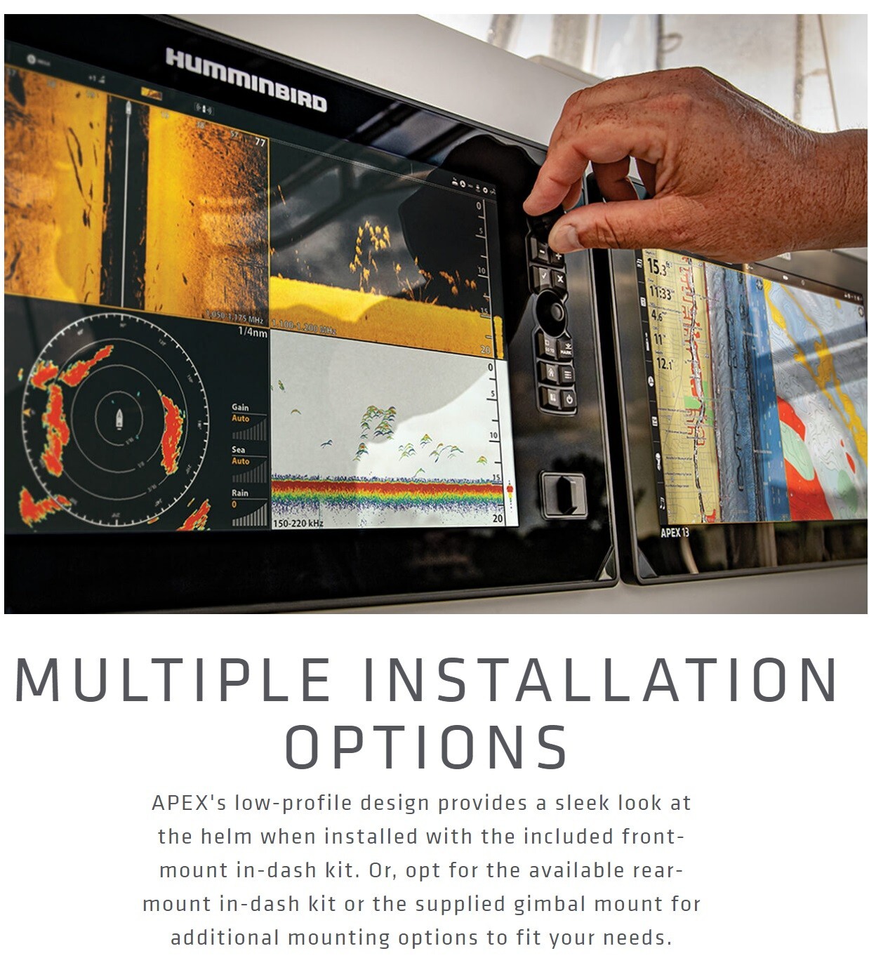Humminbird APEX 16 MEGA SI+ GPS Chartplotter Bluetooth Fishfinder Display Only