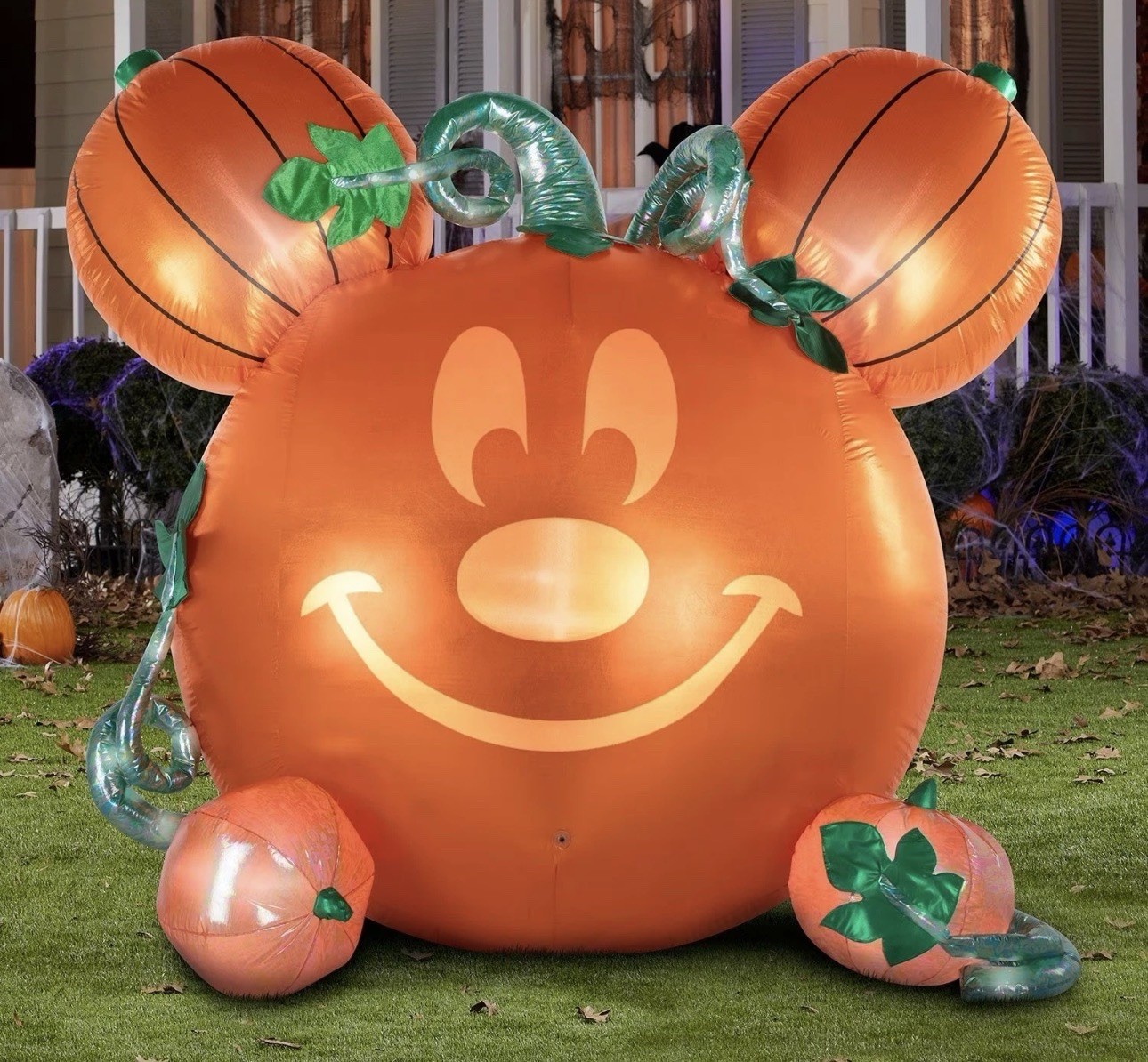 Disney Airblown 6’ Mickey Mouse Emote Glow Inflatable Animated Pumpkin, Orange