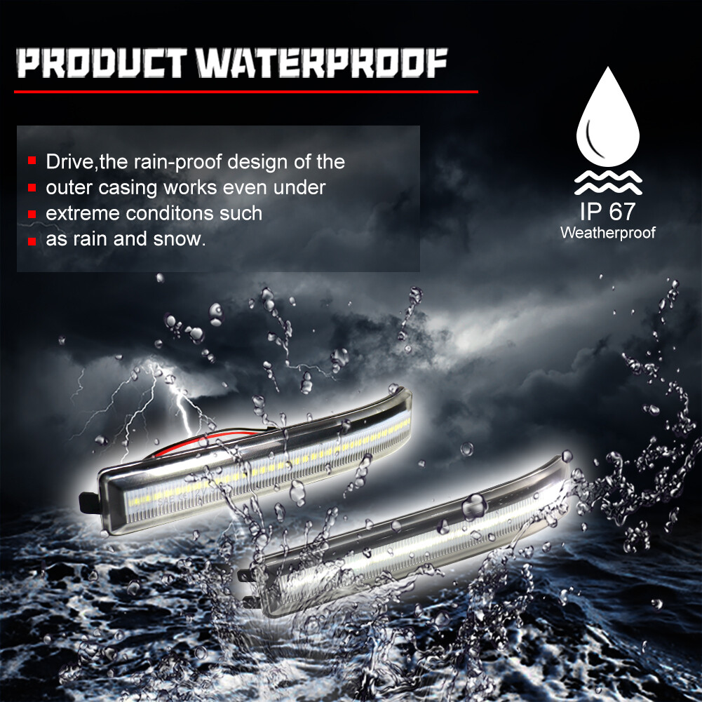 2X White LED Side Mirror Lamp Turn Signal Lights For 2009-2014 Ford F-150 Clear