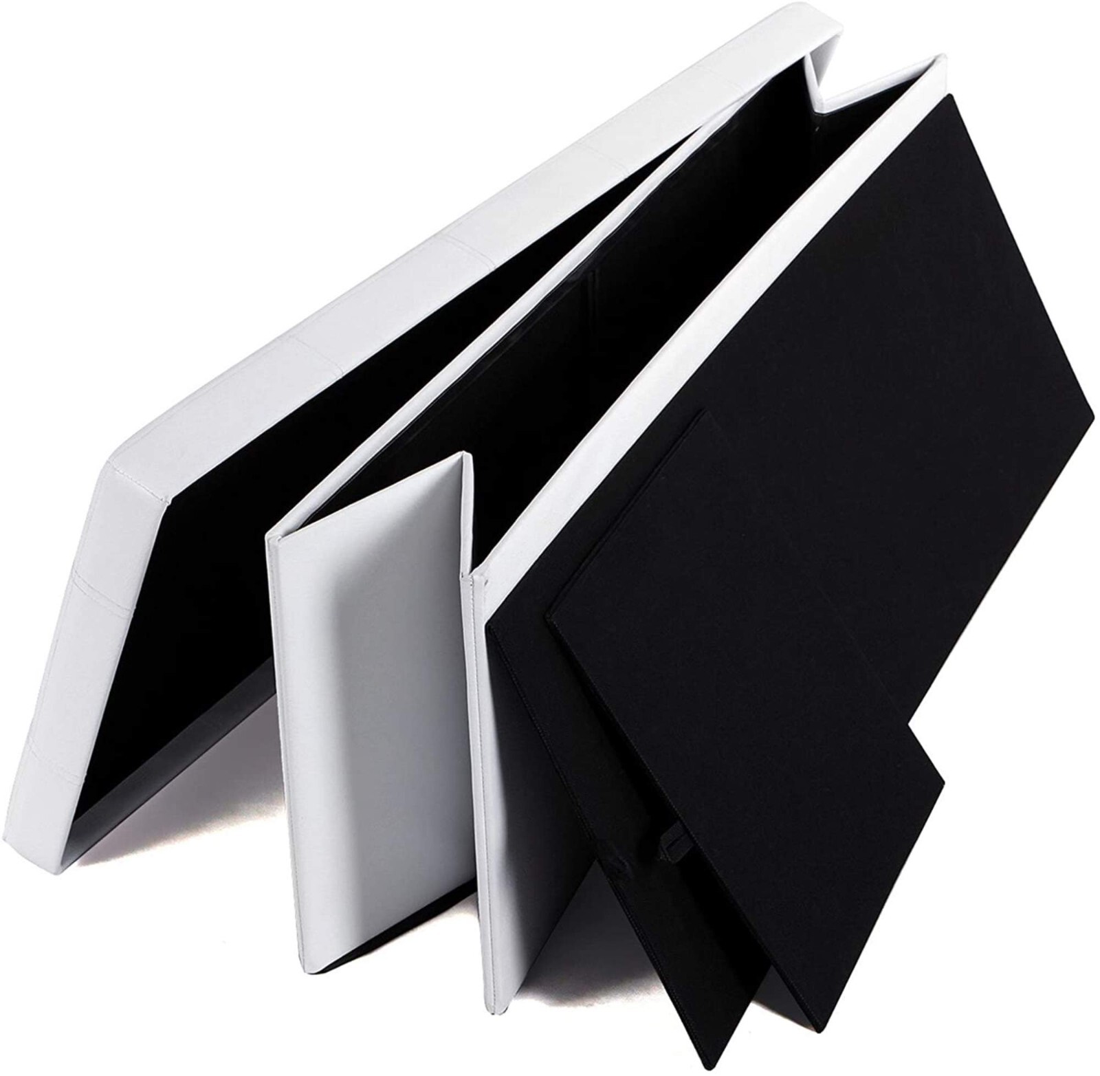 Faux Leather Folding Storage Ottoman Bench 43 inch - White