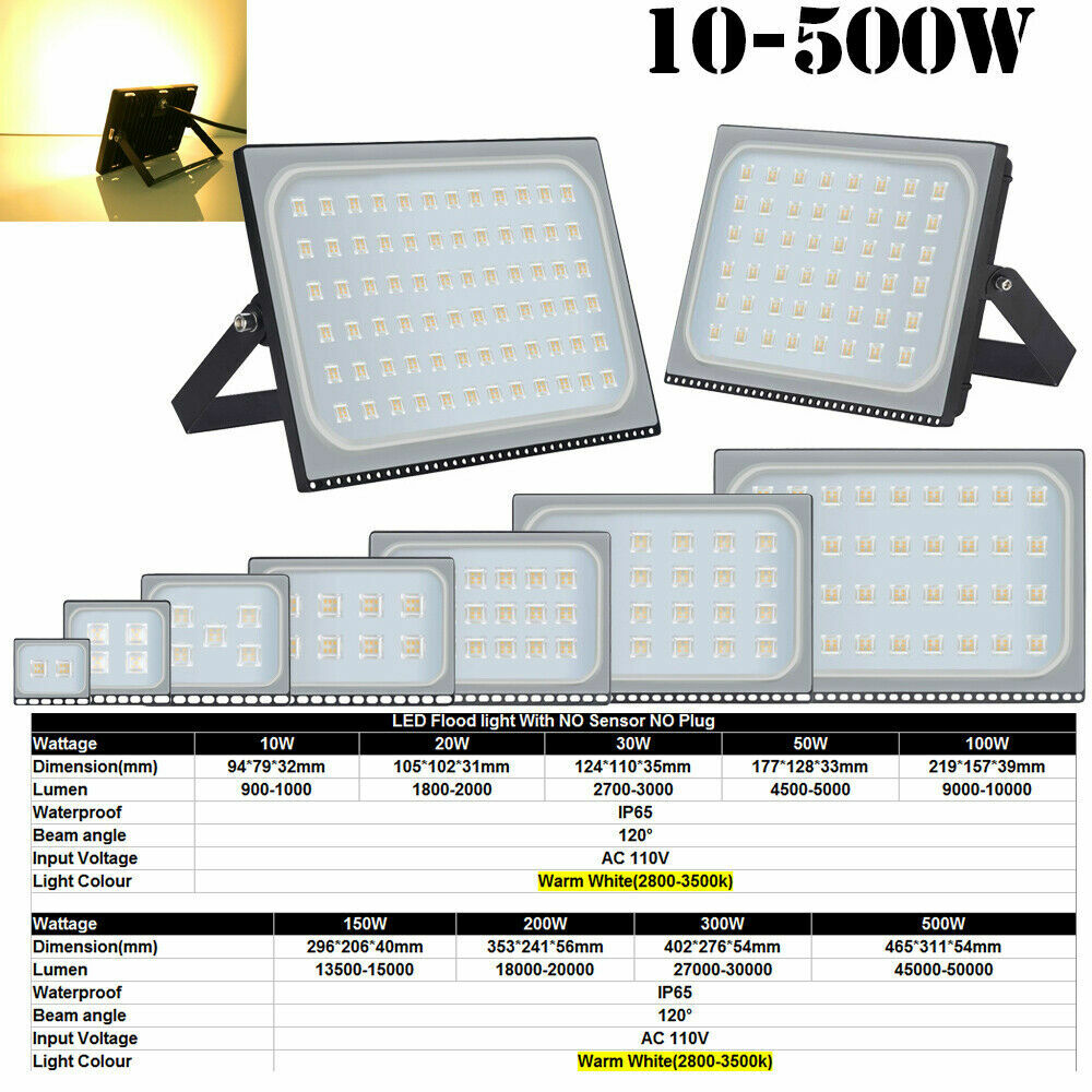 500W 300W 200W 150W 100W 50W 30W 20W 10W LED Flood Lights Outdoor Garden Lamp