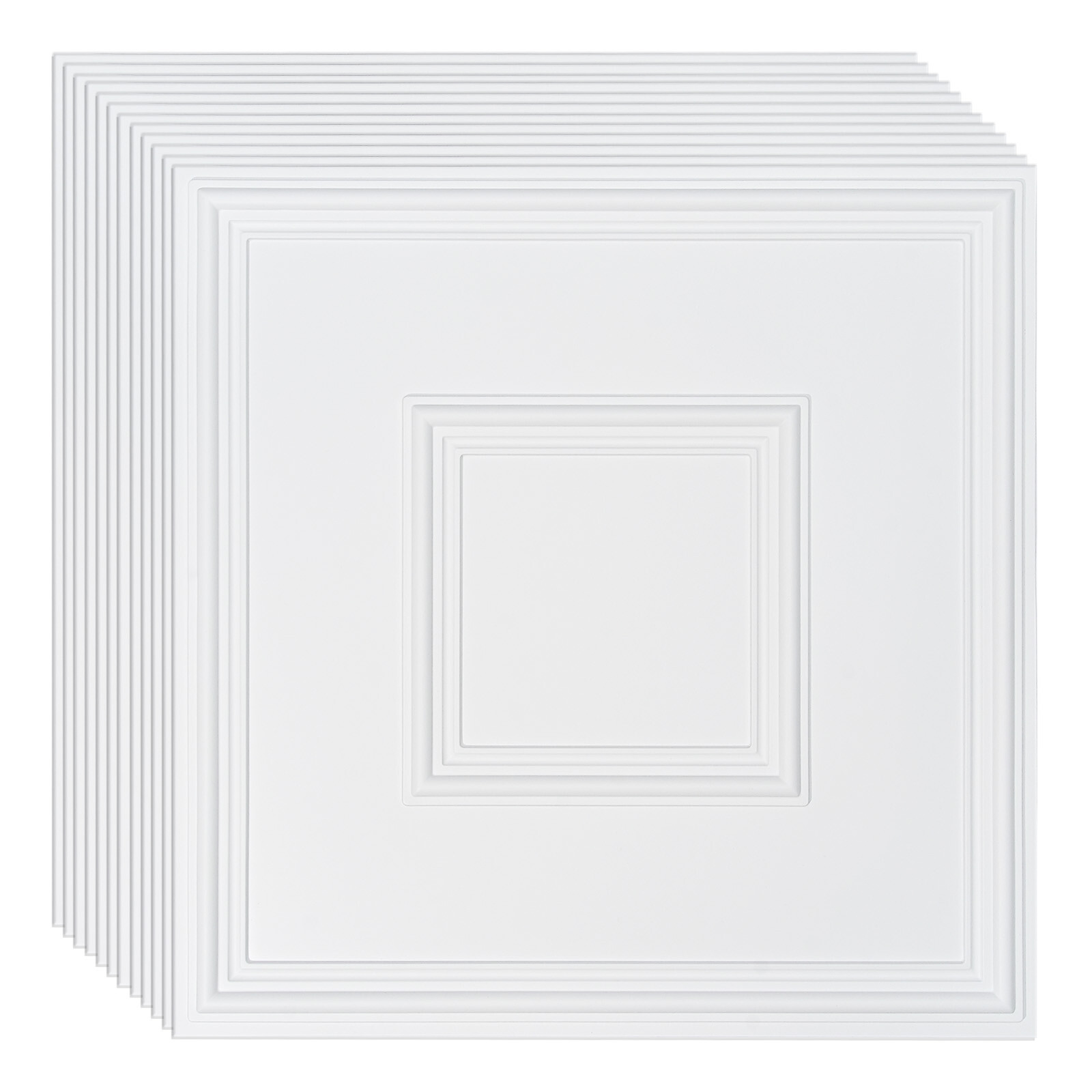 VEVOR Ceiling Tiles 12-Pack 24 x 24 in PVC Easy Installation White Geometric
