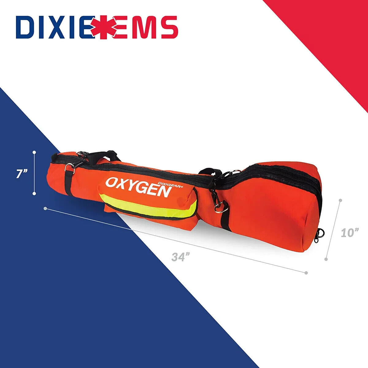 DIXIGEAR - E SIZE Padded Oxygen O2 Carry Bag for Cylinder Oxygen Tank - Orange