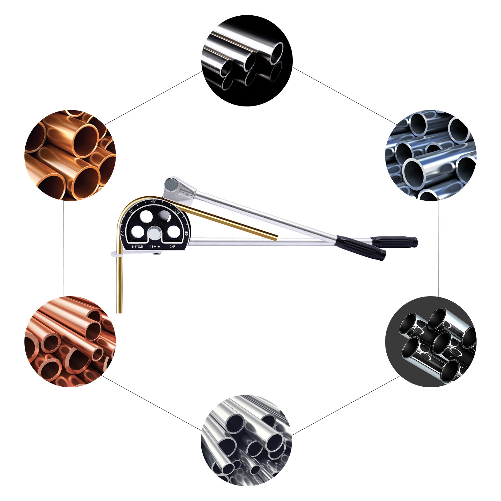 19mm 3/4'' Tube Bender Plumbing Refrigeration Copper Alumiunm Pipe Bending Tool