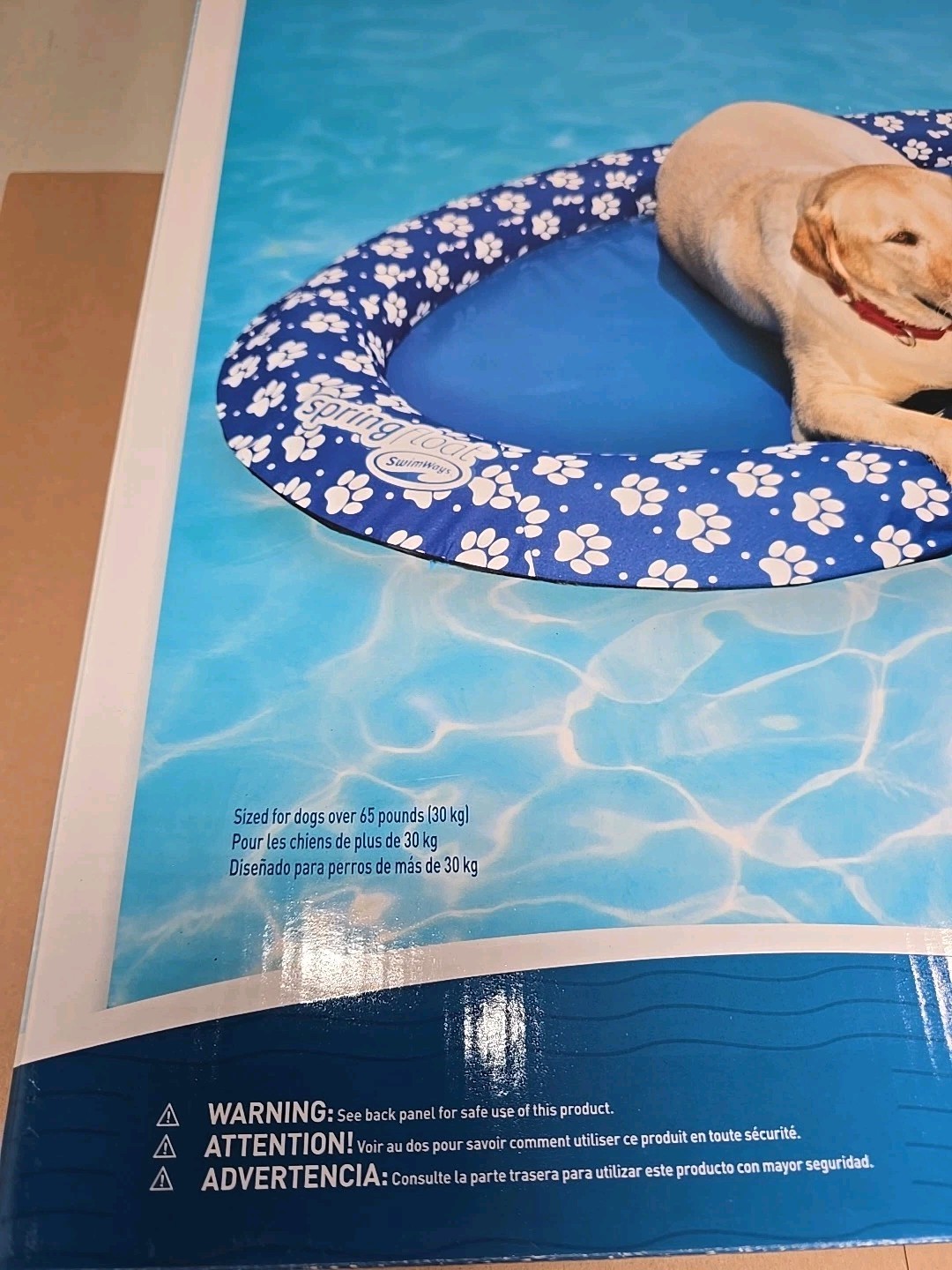 SwimWays Paddle Paws Spring Float Dog Raft, Large (65 lbs. and Up), Blue