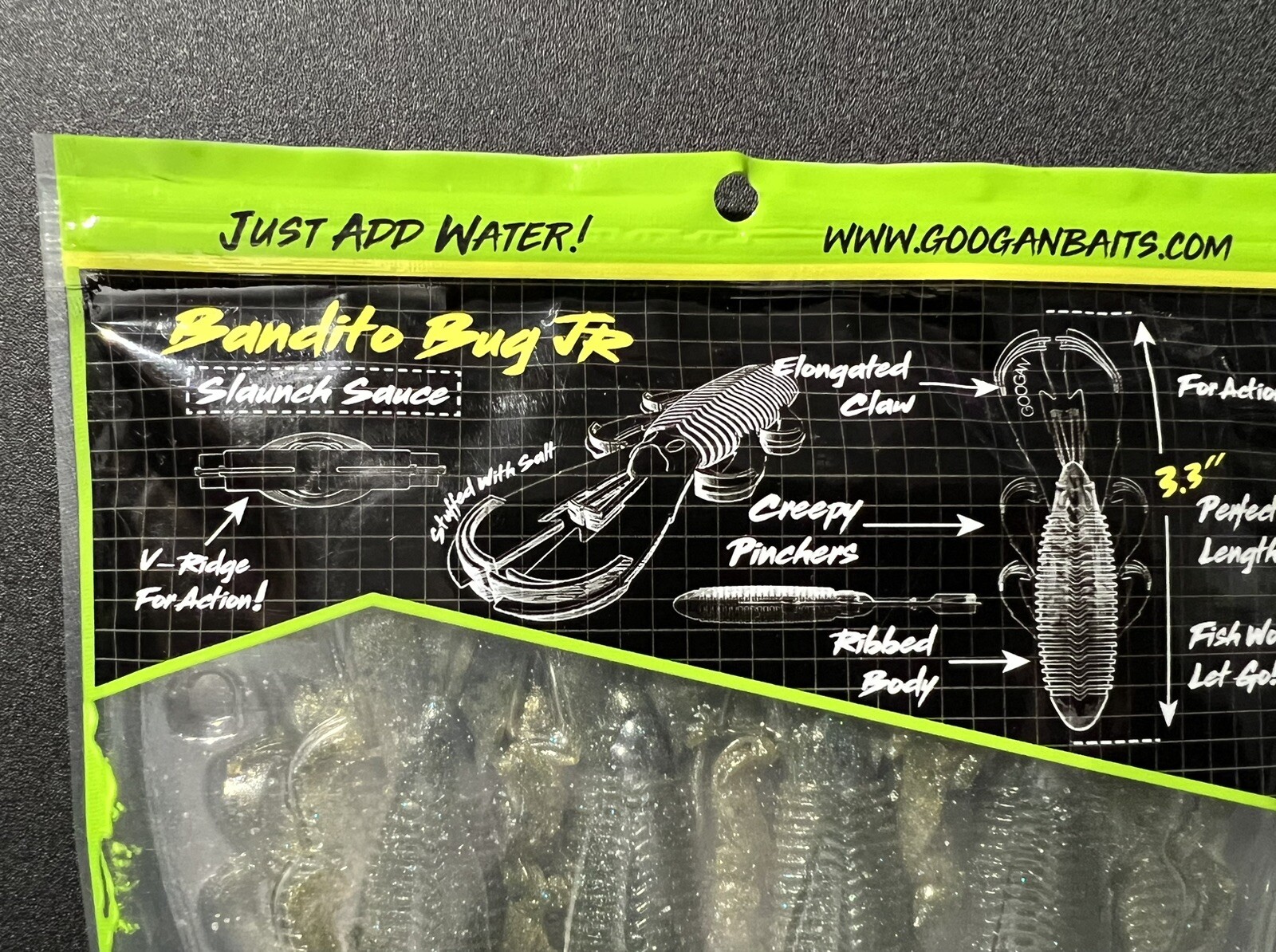 9-Pack GOOGAN BAITS JR GBB-33-NAT Bandito Bug Jr 3.3" Natural Color Fishing Lure