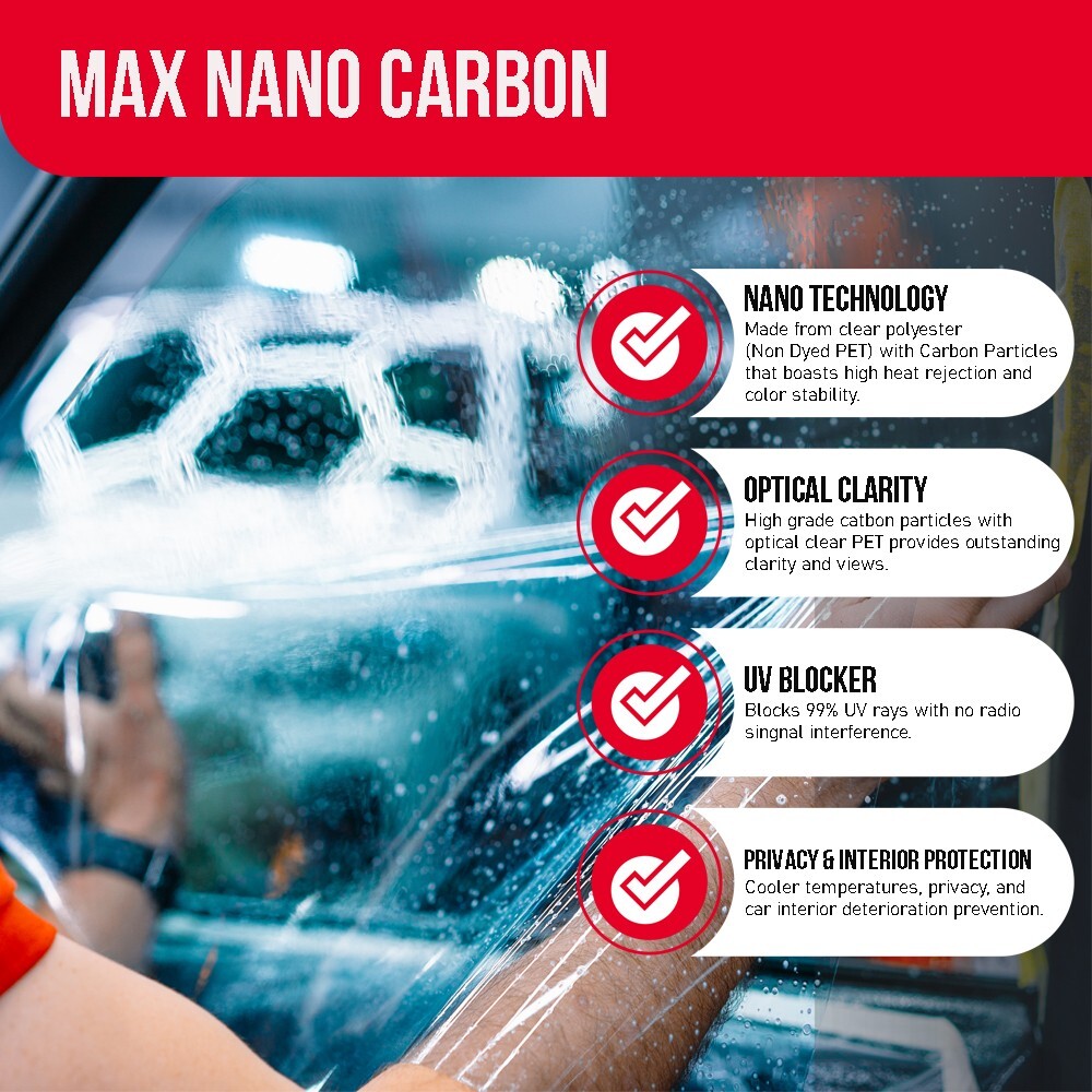 UNITED Window Tint Roll Nano Carbon 2PlyFilm For Car Truck Home Any Size & Shade