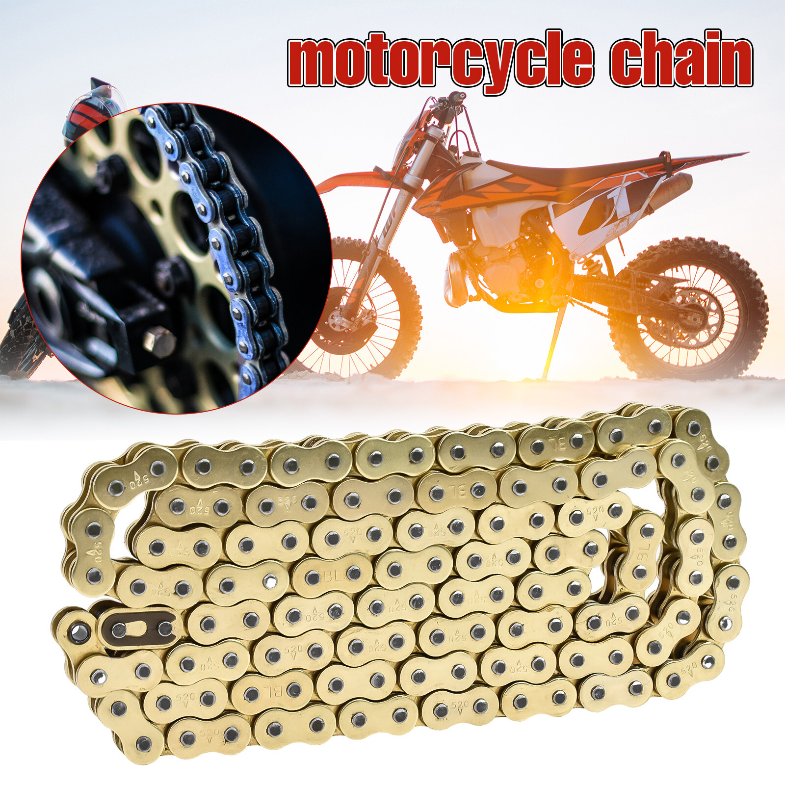 520 Gold O-ring Heavy Duty Drive Chain for Yamaha YZ450F YZ450FX 2003-2025