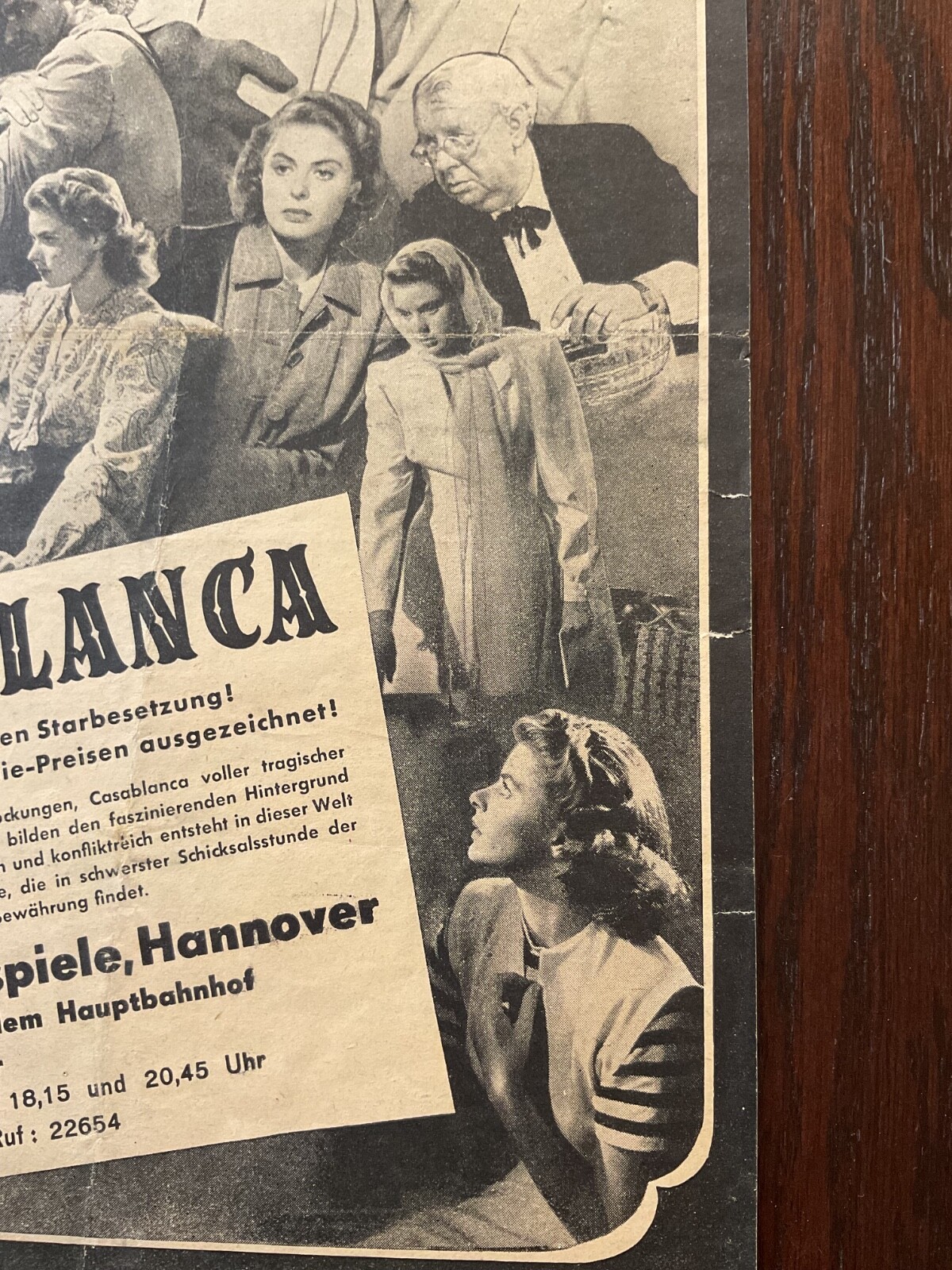 CASABLANCA Original GERMAN Movie HERALD 1952 BERGMAN, BOGART EXTREMELY RARE 7x16