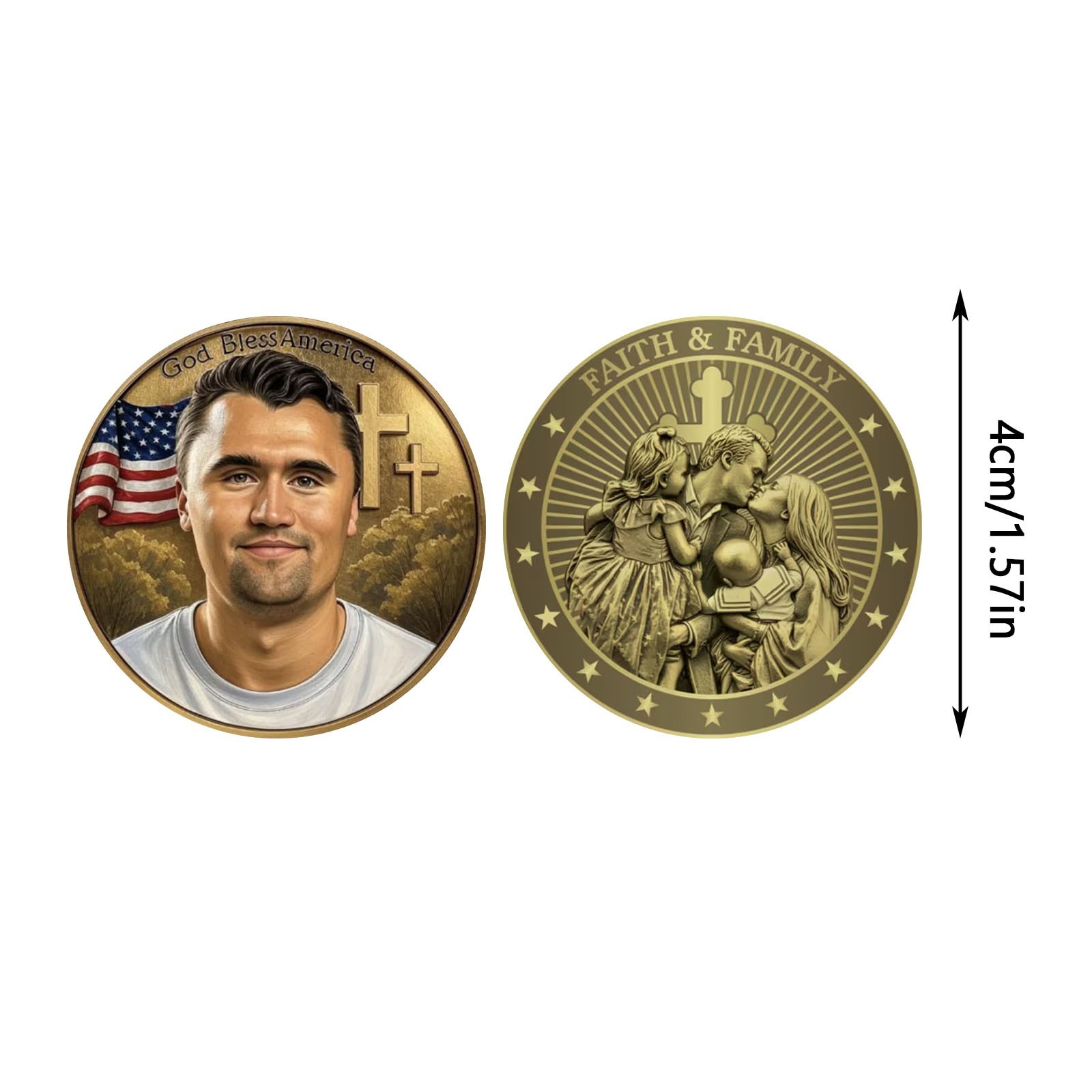 Charlie Kirk Commemorative Coin God Blessamerica Faith&Family