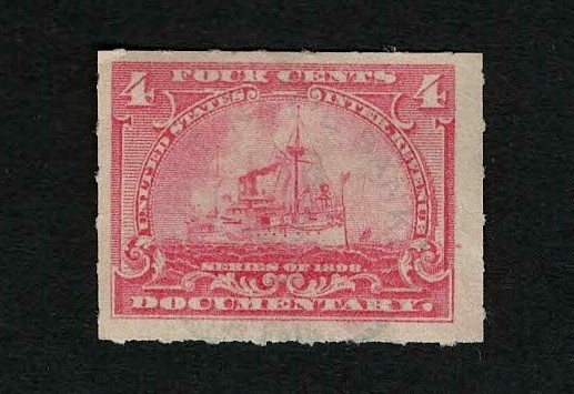 US Revenue 1898 R166 Battleship Documentary Tax Stamp 4c Light Cancel Used VF