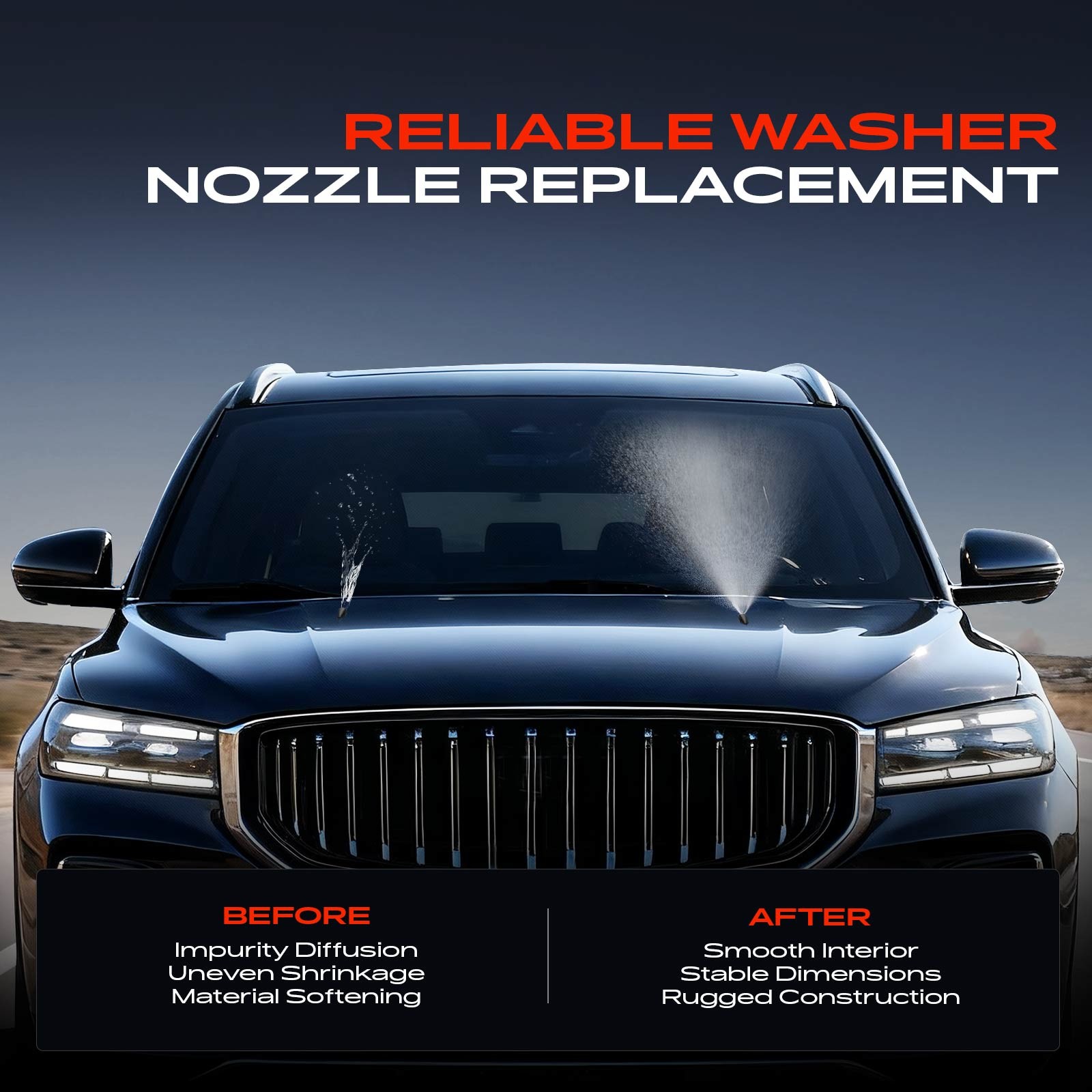 2x Front LH & RH Windshield Washer Nozzle Fan w/ Gaskets for Dodge Durango 11-23