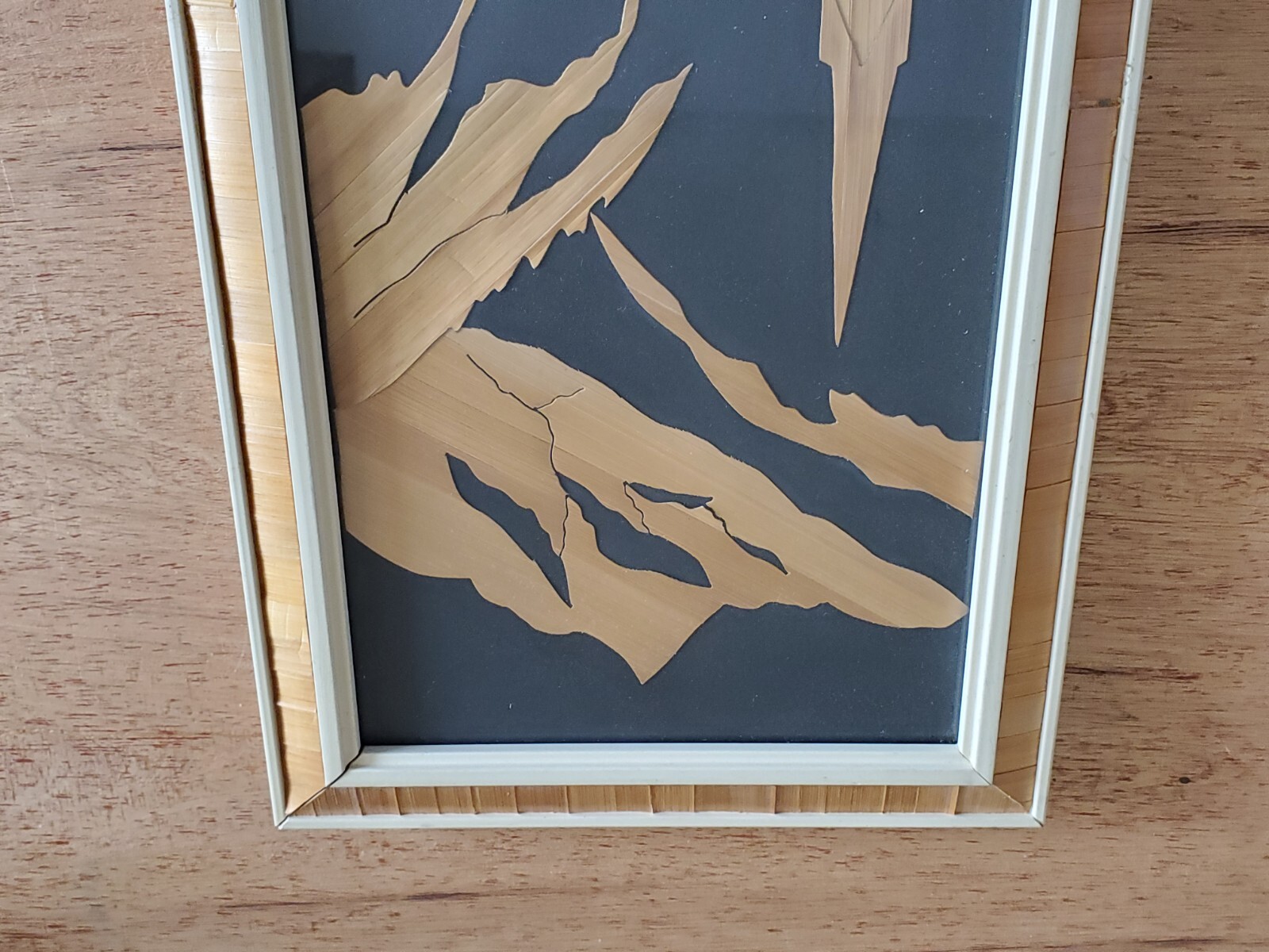 Mountain Scene Church Wall Art Hanging Decor Unsure Unusual Vintage Bamboo Inlay