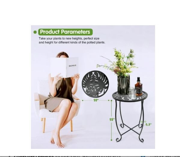 2 Pack Indoor Outdoor Side Tables, Weather Resistant Metal Patio Side Table