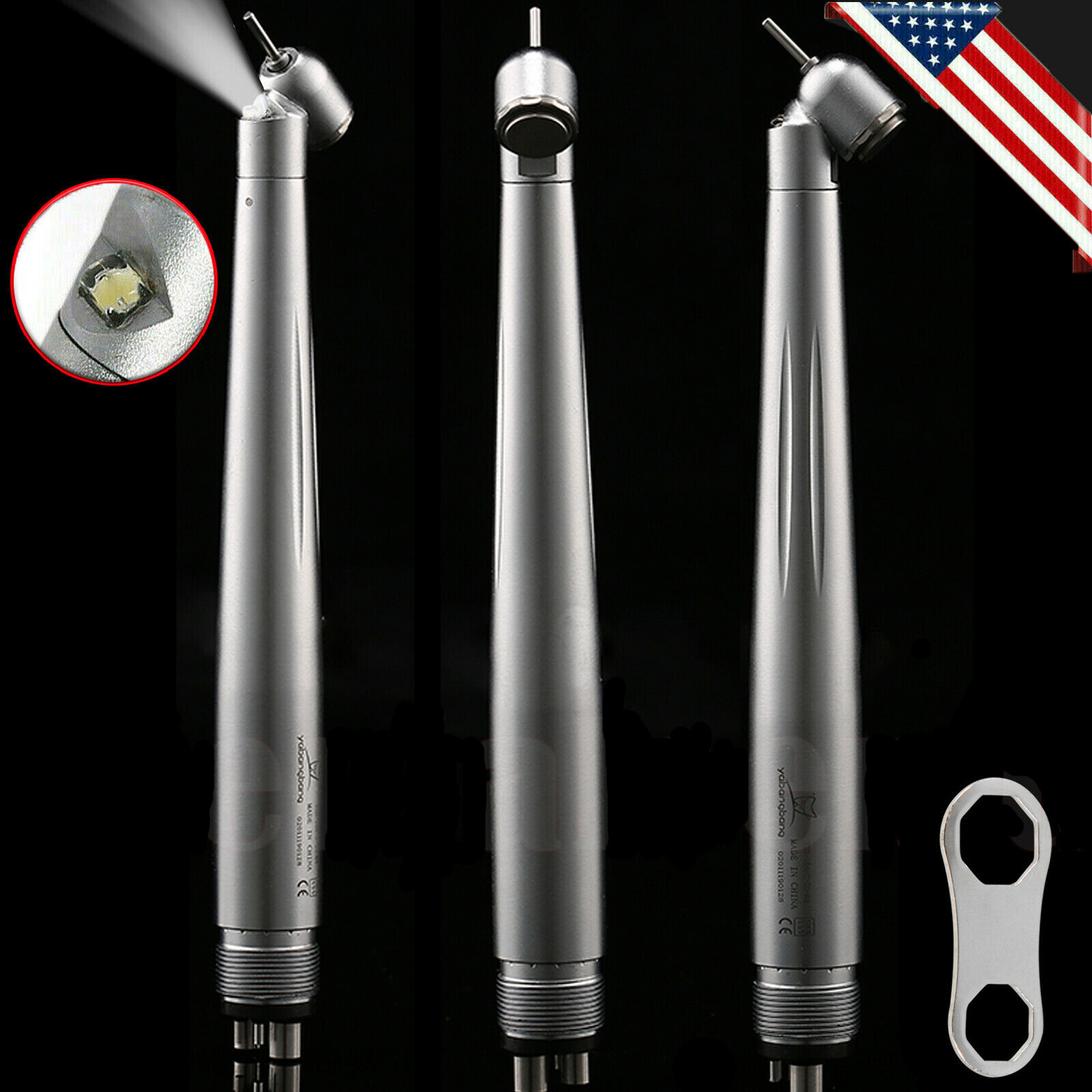 NSK Style Dental LED 45° Degree Surgical High Speed Handpiece Push Button 4 Hole