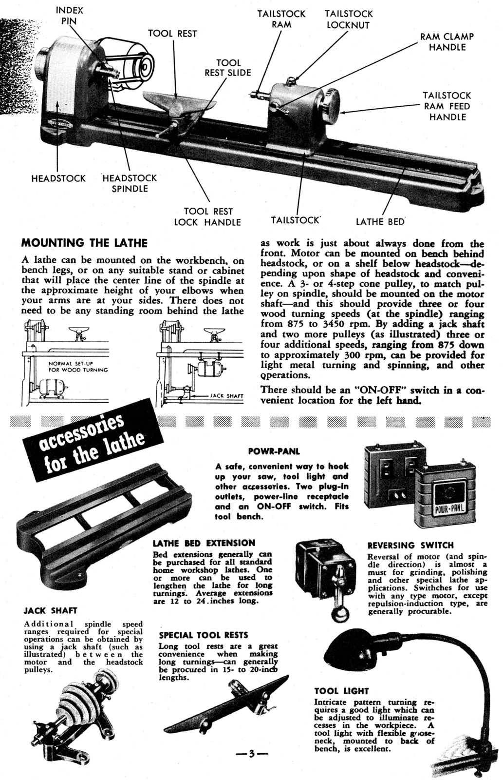 CRAFTSMAN Wood Lathe 1954 Handbook Owner Operator's Manual 0863