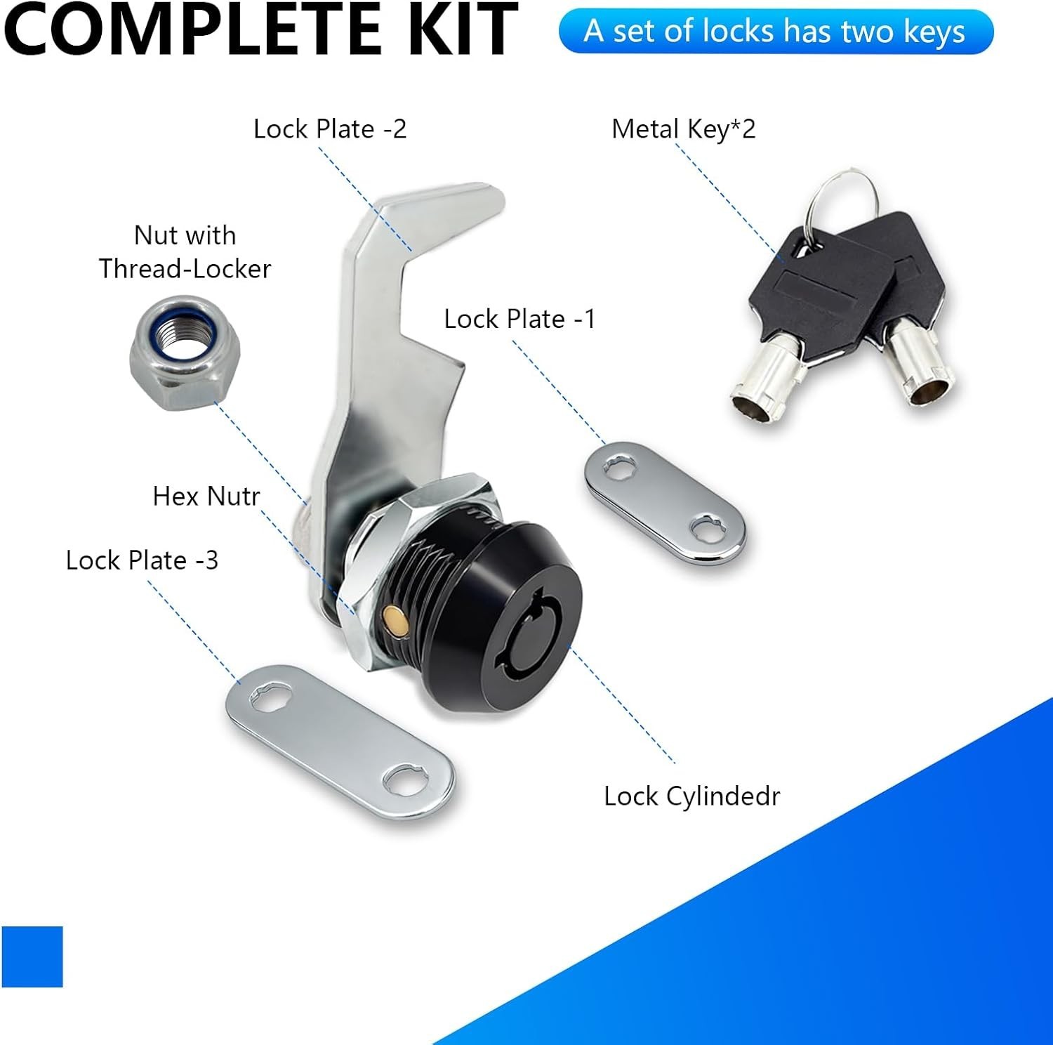 Harbor Freight Tool Cart Lock - Zinc Alloy (5/8 Inch 1 Pack-Black) - Hook Cam