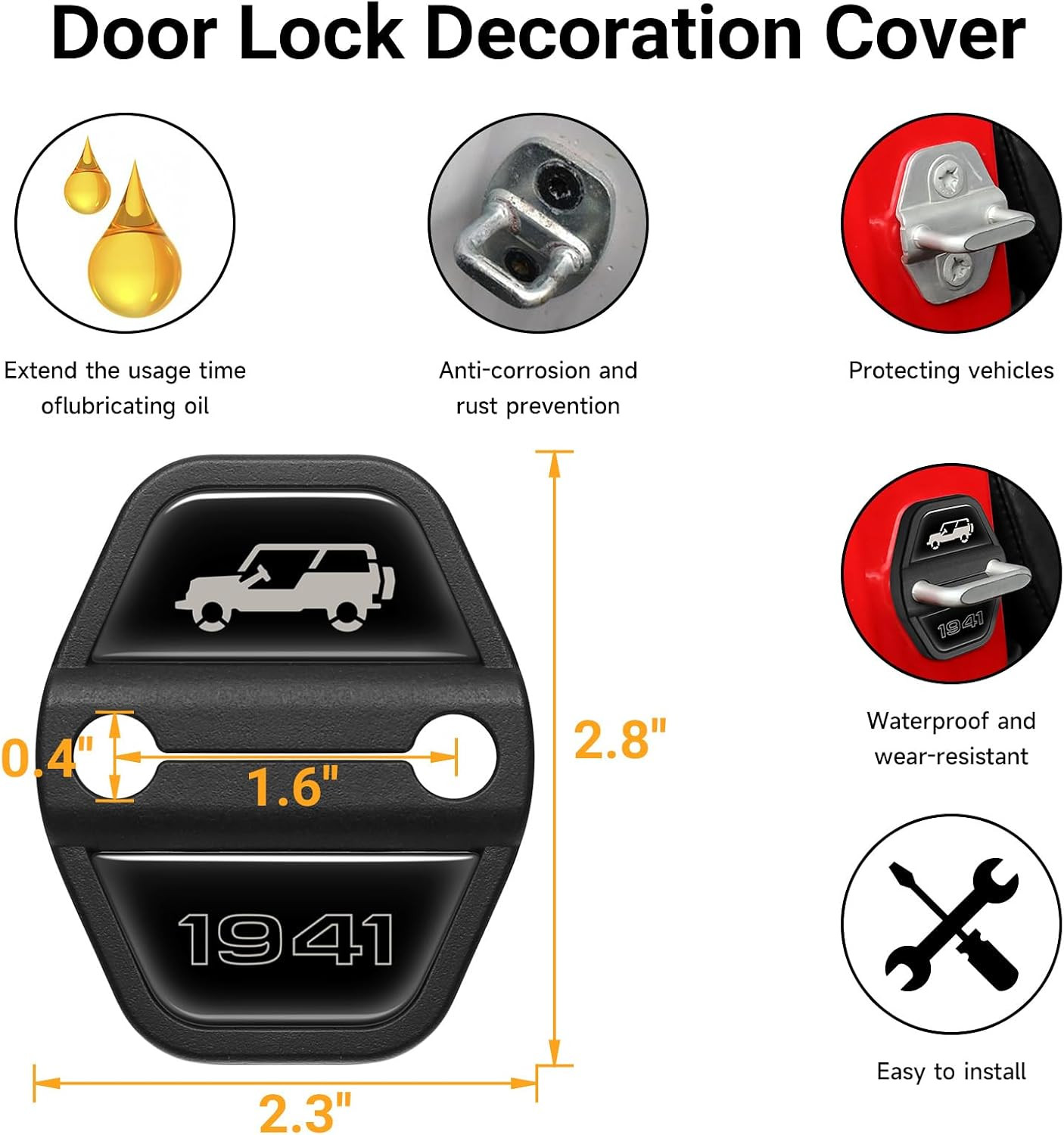 6PCS ABS Door Lock Cover for Jeep Wrangler JL JLU 2018-2025 4XE Unlimited Sahara